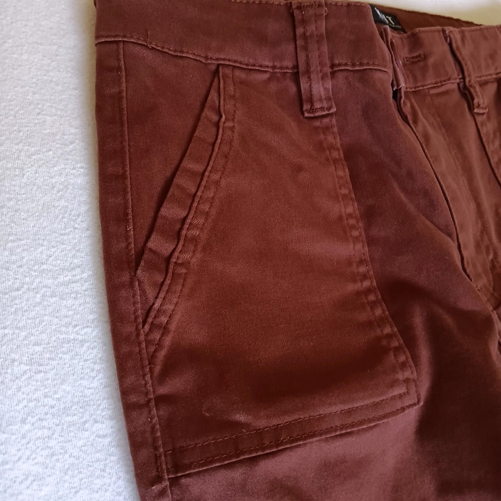Kut from the Kloth Sz2 Chris High Rise Jogger Brown/Orange W/Cropped Zipper Legs - Picture 6 of 16
